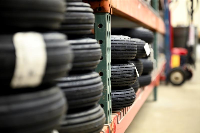 tires for aircraft in the warehouse